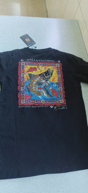 Barramundi Black (Canvas) – Aboriginal Indigenous Cotton T-Shirt (Longline)