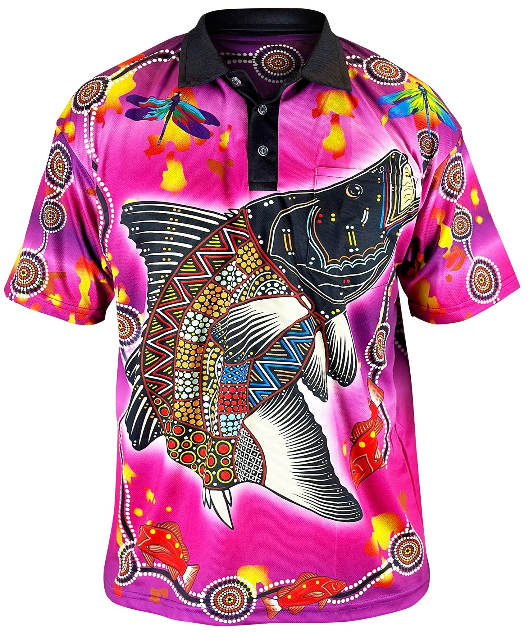 Barramundi Pink Saltwater - Short Sleeve Polo (UPF50+)