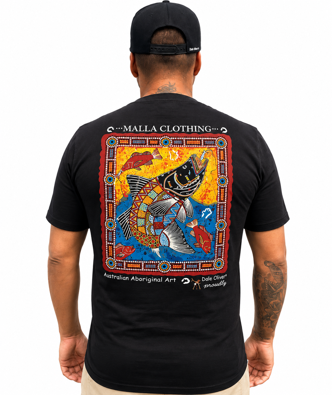 Barramundi Black Canvas – Limited Edition Indigenous Longline T-Shirt