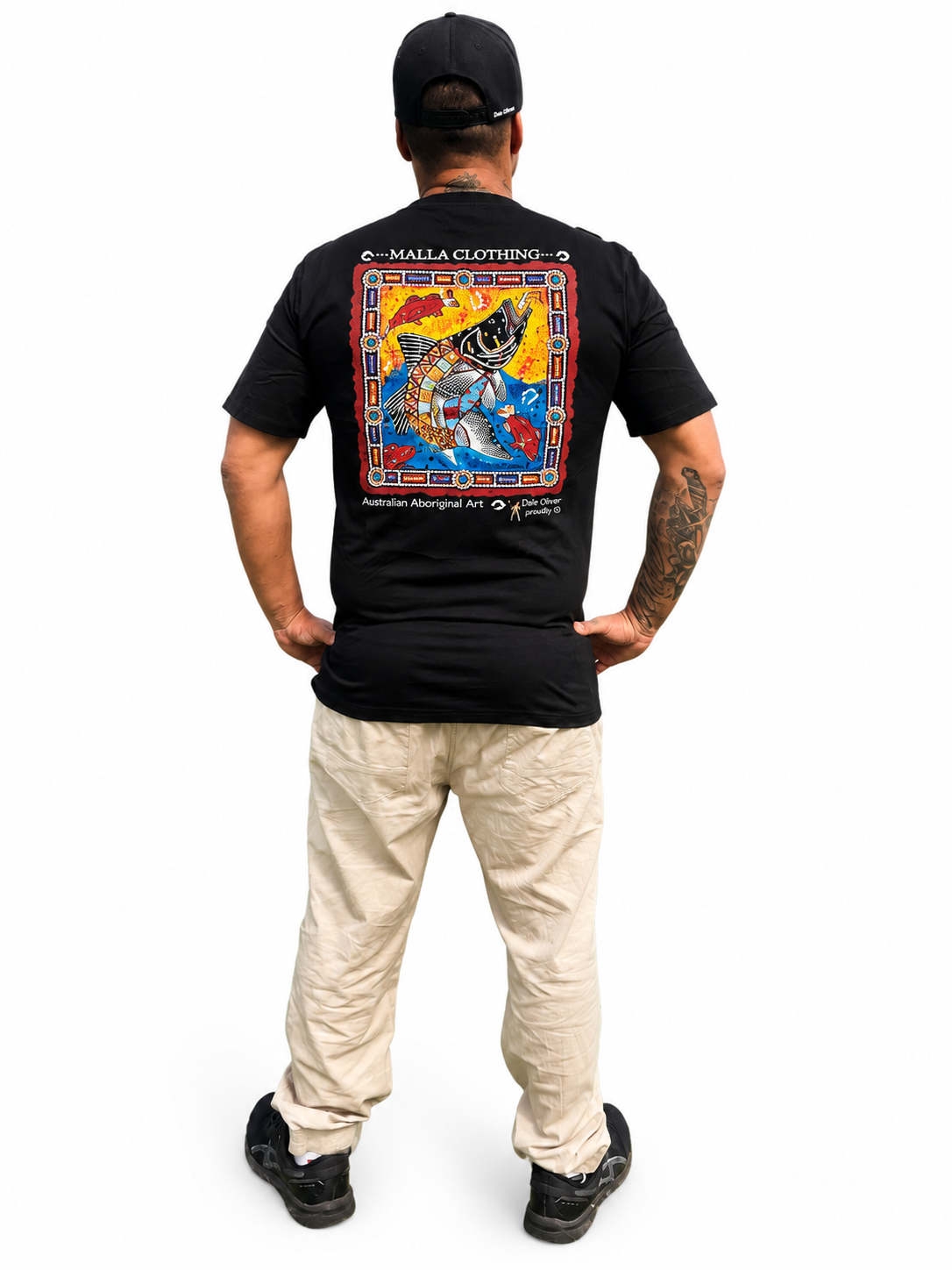 Barramundi Black Canvas – Limited Edition Indigenous Longline T-Shirt