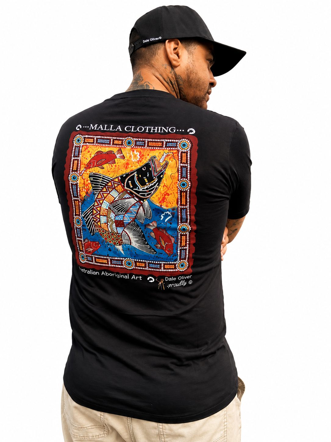 Barramundi Black Canvas – Limited Edition Indigenous Longline T-Shirt