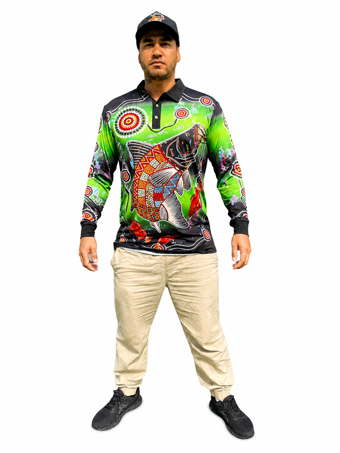 Barramundi Green – Limited Edition Indigenous Fishing Shirt | UPF 50+