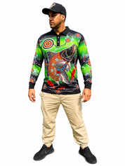 Barramundi Green – Limited Edition Indigenous Fishing Shirt | UPF 50+