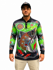 Barramundi Green – Limited Edition Indigenous Fishing Shirt | UPF 50+