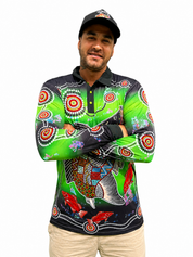 Barramundi Green – Limited Edition Indigenous Fishing Shirt | UPF 50+
