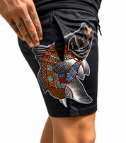 Barramundi Black – Limited Edition Indigenous Footy Shorts with Pockets
