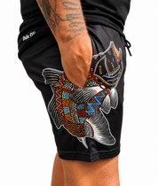 Barramundi Black – Limited Edition Indigenous Footy Shorts with Pockets