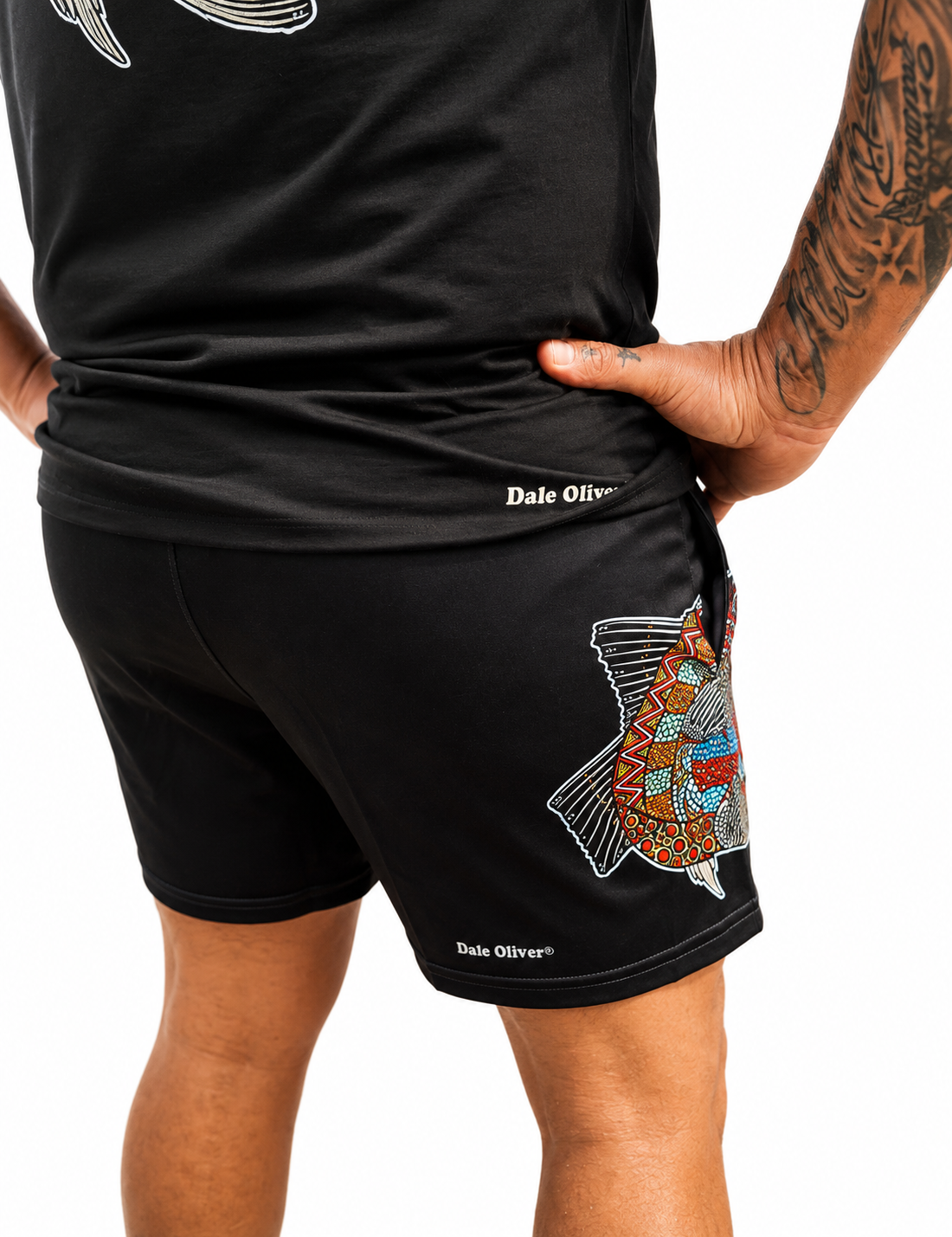Barramundi Black – Limited Edition Indigenous Footy Shorts with Pockets