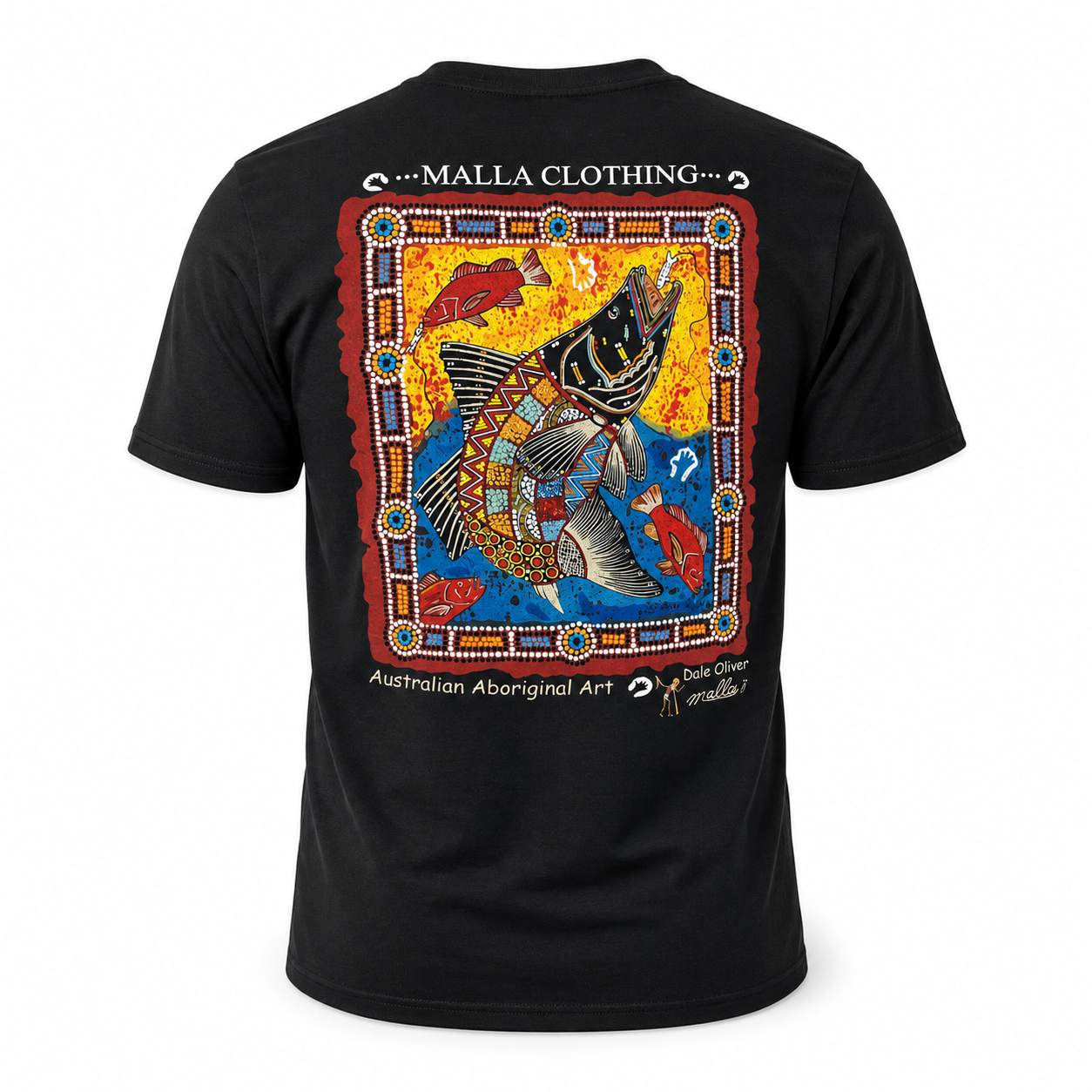 Barramundi Black Canvas – Limited Edition Indigenous Longline T-Shirt