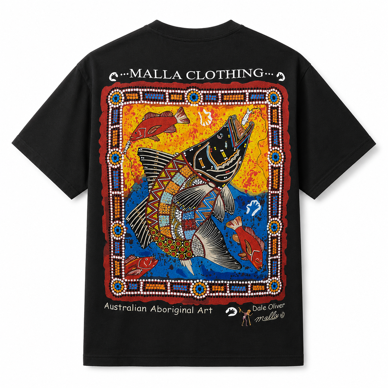 Barramundi Black Canvas – Limited Edition Indigenous Longline T-Shirt