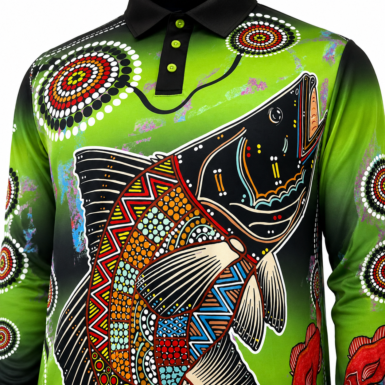 Barramundi Green – Limited Edition Indigenous Fishing Shirt | UPF 50+