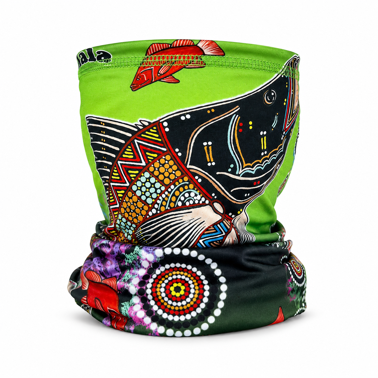 Barramundi Green – Limited Edition Indigenous Neck Gaiter | UPF 30+